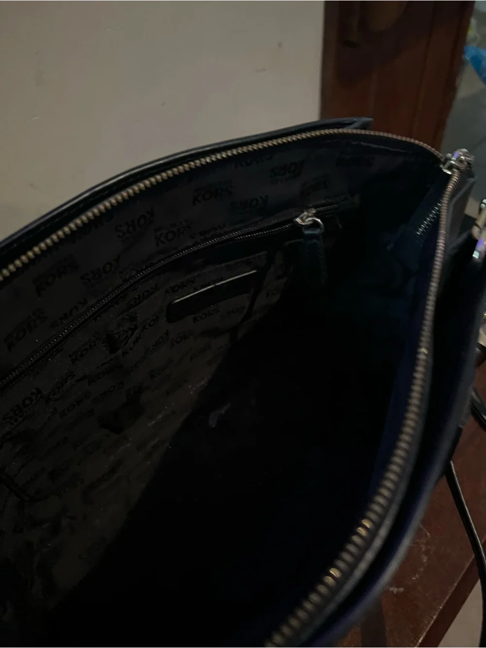 Michael Kors Black Leather Dome Satchel with Chain Accent